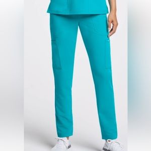 Straight leg teal scrub pants